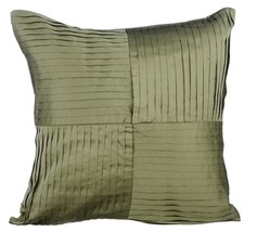 Textured Pintucks 16&quot;x16&quot; Taffeta Olive Green Pillows Cover, Earthy Elements - £28.98 GBP+