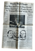 1969 Omaha Nebraska Neil Armstrong &amp; Apollo 11 Crew Land on Moon Newspaper - £23.73 GBP