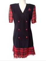 Vintage Scarlett 2 Piece Plaid Skirt Suit Size 7-8 Double Breasted Pleat... - £23.60 GBP