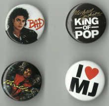 MICHAEL JACKSON button badge set of 4 RARE/VINTAGE BUTTON BADGES officia... - £6.63 GBP