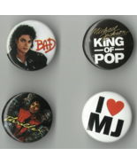 MICHAEL JACKSON button badge set of 4 RARE/VINTAGE BUTTON BADGES officia... - $8.58