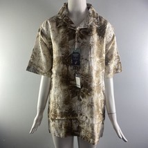 NWT Cremieux Mens Palm Tree Short Sleeve Button Up Shirt Khaki Size XL - £9.38 GBP