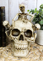 Grinning Jointed Cranium Skull With Triple Threat Skeletons Ossuary Figurine - £24.71 GBP