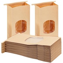 100Pcs Bakery Bags With Window, Cookie Bags Coffee Bags Kraft Paper Bags... - $34.19