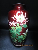 Kiku Chrysssanthemum Shippo Cloisonne c1930 Ginbari red vase 8&quot; - £233.71 GBP