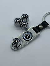 Mercedes Benz Tire Valve Caps - Silver With Blue Logo With Keychain/tigh... - $311.38 MXN