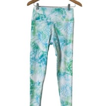 Aqua Athletic Women&#39;s Tie Dye Leggings Blue Green Athletic Stretch Size L - £12.41 GBP