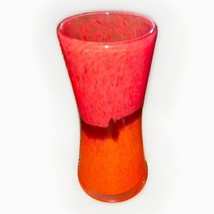 Speckled Art Glass Vase Red Orange 7x2.5 in - £14.50 GBP