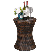 Adjustable Rattan Cool Bar Table Party Drink Storage Ice Cooler Outdoor ... - £87.09 GBP