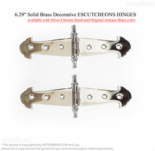 Solid Brass Decorative Hinges Medieval Escutcheons - 6.29&quot; Wooden Hinges - £19.98 GBP+