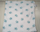 Aden and Anais Baby Blanket teal green lions cotton muslin - $9.89