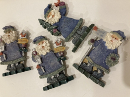 Set 4 Santa Claus in blue glitter Resin Refrigerator Magnets Christmas  3&quot;  3D - $11.68