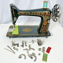 Antique Singer Sewing Machine 66 Red Eye 1919 Cleaned Working Treadle He... - $224.99