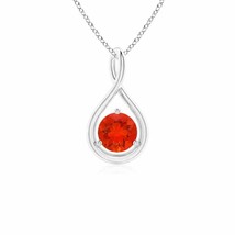 ANGARA 5mm Natural Fire Opal Solitaire Infinity Twist Pendant Necklace in Silver - £124.67 GBP+