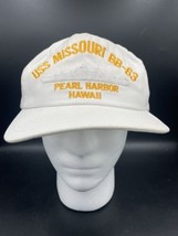 USS Missouri White Hat BB-63 Pearl Harbor Hawaii Military White Yellow SnapBack - £9.27 GBP