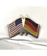 USA &amp; Germany Crossed Flag Enamel Lapel Pin Vanguard 7/8&quot; x 3/4&quot; - $12.19