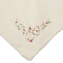 Simply Shabby Chic Waffle Throw Blanket Floral Appliqués Embroidery 48”x59” READ - £22.41 GBP