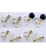 1 Pair Goldtone Screw Back Faux Pearl Round Stud Earrings White,Off Whit... - $8.34 CAD