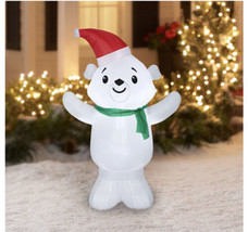 Holiday Time Airblown Inflatable Polar Bear Christmas Yard Decor 4ft Tall - £32.04 GBP