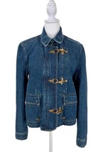 Ralph Lauren VTG Denim Jean Jacket With Gold-tone Buckle Front Size L - $97.02