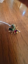 Rare Joan Rivers Red Jewel Honey Bee Pin Brooch Enamel - Gold Toned - $46.75