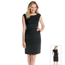 NWT-LONDON Times ~Size 8~ Lace Inset Cap Sleeve Black Sheath Dress Work Dress - £31.78 GBP