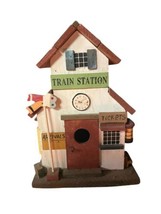 Cream And Rust Train Station Birdhouse Outdoor Decor - £20.94 GBP