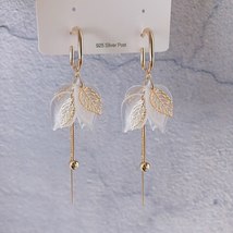 Acrylic trendy simple leaf long tassel dangle earrings for women fashion geometric gold thumb200