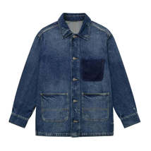 New In Denim Jacket Turn-down Collar Single Breasted Big Pockets Female ... - £19.73 GBP