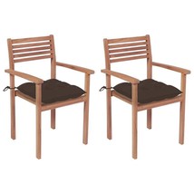 VidaXL Taupe Teak Patio Chairs Set of 2, Stackable Medium Size - $281.49