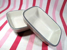 Sweet Vintage Sterling China Grey Rim Rectangle Ceramic Restaurant Ware Dishes  - £7.99 GBP