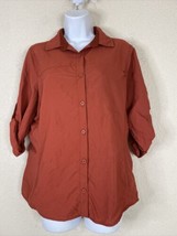 REI Women Size M Light Red Button Up Outdoor Shirt Long Sleeve Roll Tab - £8.97 GBP