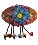 Leather Flower Barrette Hair Clip Ponytail Holder Pony Hand Crafted Hand... - $346.06 MXN
