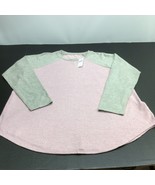 American Eagle Shirt Womens Large Pink Taupe Colorblocked Soft Long Slee... - £15.60 GBP