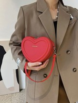 Solid color mini heart-shaped shoulder bag, beautiful and elegant crossbody - $39.20