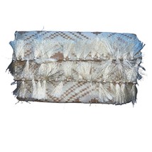 CREAM TAN AZTEC BOHO TASSELED CLUTCH PURSE HANDBAG  WOVEN WOMEN FOLD OVE... - $15.11