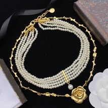 New hot brand Ladies Luxury fashion jewelry vintage pearl Necklace sweat flower  - £45.21 GBP