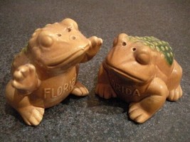 Frog Salt and Pepper Shakers - Ceramic Vtg 70s Florida Souvenir NEW - £13.42 GBP