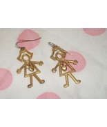 Paper Doll Earrings~Girl~Heart~Dangling Hook~Dangly~Costume Jewelry~Gold... - $12.00 CAD