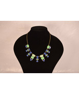 J Crew Statement Necklace Crystal Blue Green Brulee Bib Womens - £27.86 GBP