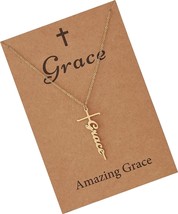 Faith Cross Necklace Belive Hope Loved Pendant Gift - £40.29 GBP