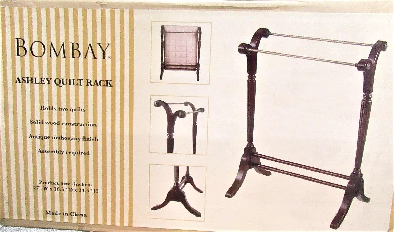 BOMBAY Ashley design Mahogany Wood Quilt Rack - $350.00