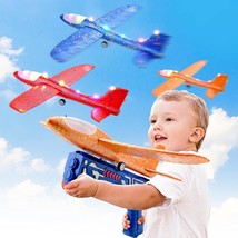 3 Pack Airplane Launcher Toy, Led Foam Glider Plane Launcher Catapult With 2 Fli - £23.97 GBP
