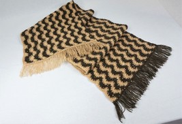 Scarf openwork, beige and brown crochet. B-B1. - $100.00