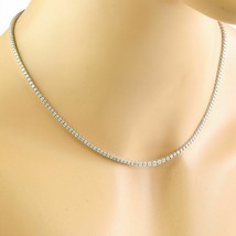 925 Silver 20Ct Round Cut 4 Prong 3mm Simulated Diamond Tennis Necklace 18&quot; - £228.00 GBP
