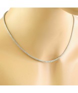 925 Silver 20Ct Round Cut 4 Prong 3mm Simulated Diamond Tennis Necklace 18&quot; - £224.00 GBP