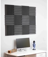 2&quot; Black Acoustic Wedge Soundproofing Studio Foam Tiles 12 Pack - £23.03 GBP