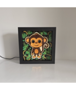 Monkey Jungle Night Light: Resin Kids Room Decor with Tropical Leaves - $80.00