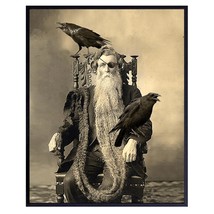 Raven Wall Art Poster - Odin - Norse Mythology - Gothic Home Decor - Goth Wall A - £21.10 GBP