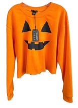 Better Together Women&#39;s Halloween Pumpkin Funny Cropped Sweatshirt Sz XL Orange - £15.87 GBP